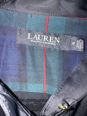 Lauren Ralph Lauren Green and Blue Plaid Shirt with Red Stripe